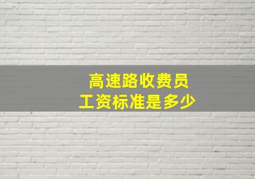 高速路收费员工资标准是多少