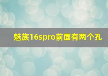 魅族16spro前面有两个孔