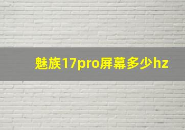 魅族17pro屏幕多少hz