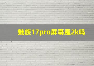 魅族17pro屏幕是2k吗