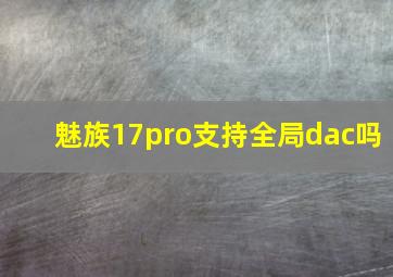 魅族17pro支持全局dac吗