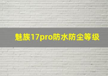 魅族17pro防水防尘等级