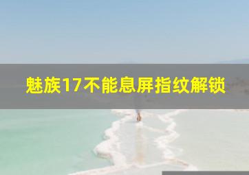 魅族17不能息屏指纹解锁