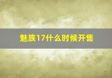 魅族17什么时候开售