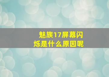 魅族17屏幕闪烁是什么原因呢