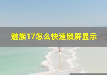 魅族17怎么快速锁屏显示