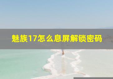 魅族17怎么息屏解锁密码