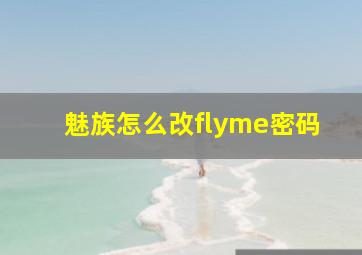 魅族怎么改flyme密码