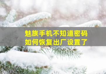 魅族手机不知道密码如何恢复出厂设置了