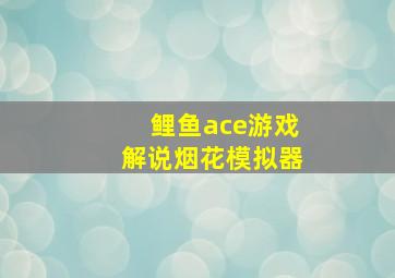 鲤鱼ace游戏解说烟花模拟器