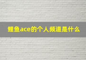 鲤鱼ace的个人频道是什么