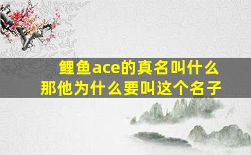 鲤鱼ace的真名叫什么那他为什么要叫这个名子