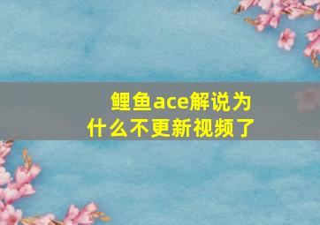 鲤鱼ace解说为什么不更新视频了