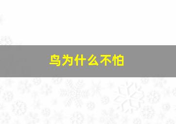 鸟为什么不怕