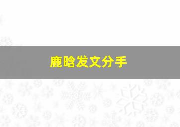 鹿晗发文分手