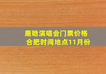 鹿晗演唱会门票价格合肥时间地点11月份