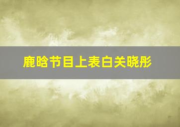 鹿晗节目上表白关晓彤