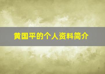 黄国平的个人资料简介