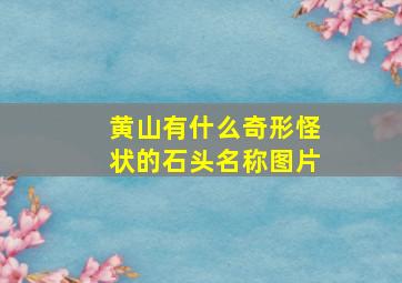 黄山有什么奇形怪状的石头名称图片