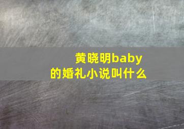 黄晓明baby的婚礼小说叫什么