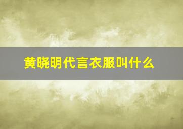 黄晓明代言衣服叫什么