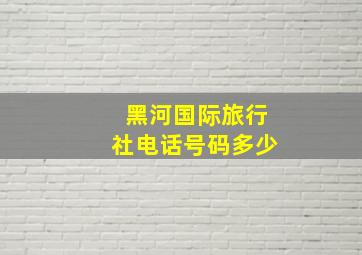 黑河国际旅行社电话号码多少