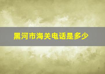 黑河市海关电话是多少