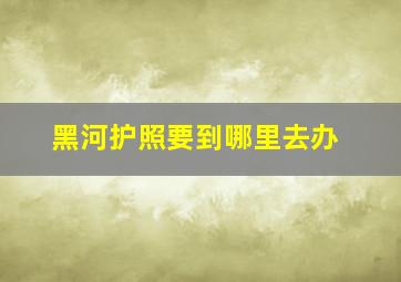 黑河护照要到哪里去办