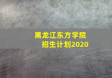 黑龙江东方学院招生计划2020