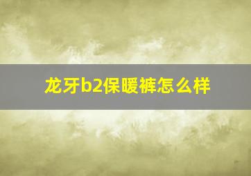 龙牙b2保暖裤怎么样