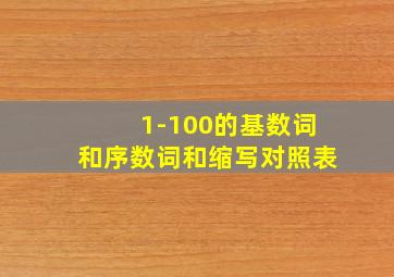 1-100的基数词和序数词和缩写对照表