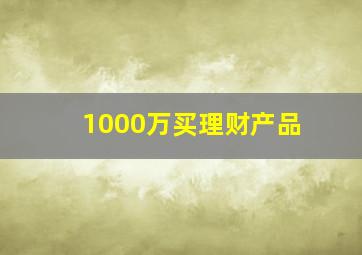 1000万买理财产品