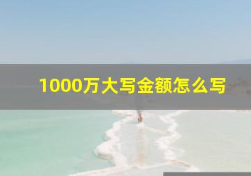 1000万大写金额怎么写