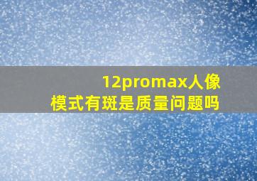 12promax人像模式有斑是质量问题吗