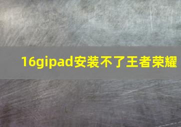 16gipad安装不了王者荣耀