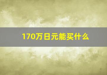 170万日元能买什么