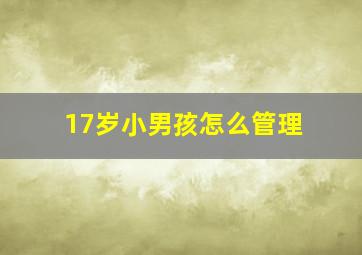 17岁小男孩怎么管理