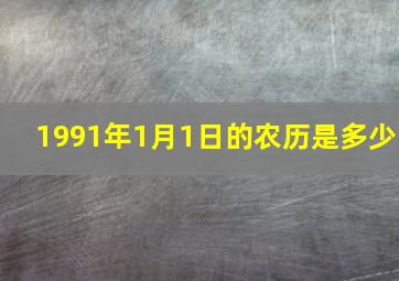 1991年1月1日的农历是多少