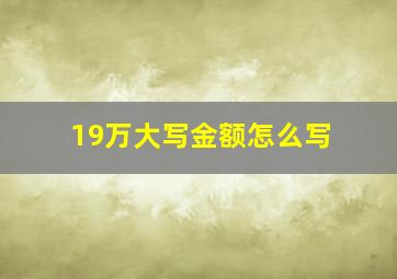 19万大写金额怎么写