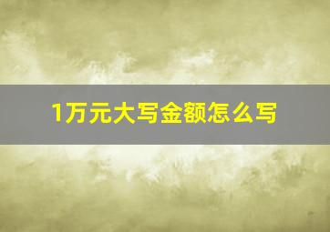 1万元大写金额怎么写