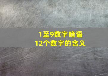 1至9数字暗语12个数字的含义