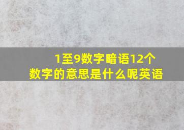 1至9数字暗语12个数字的意思是什么呢英语