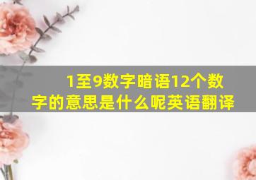 1至9数字暗语12个数字的意思是什么呢英语翻译