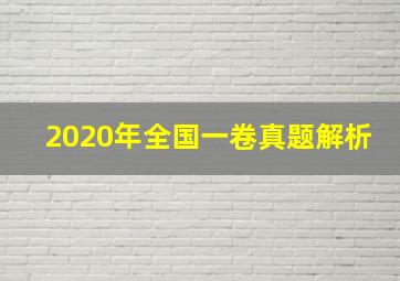 2020年全国一卷真题解析