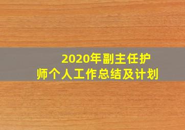 2020年副主任护师个人工作总结及计划