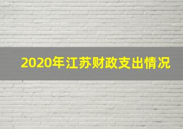 2020年江苏财政支出情况