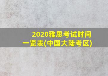 2020雅思考试时间一览表(中国大陆考区)