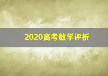 2020高考数学评析