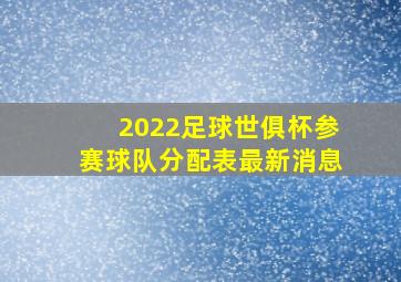 2022足球世俱杯参赛球队分配表最新消息