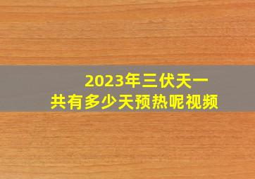 2023年三伏天一共有多少天预热呢视频